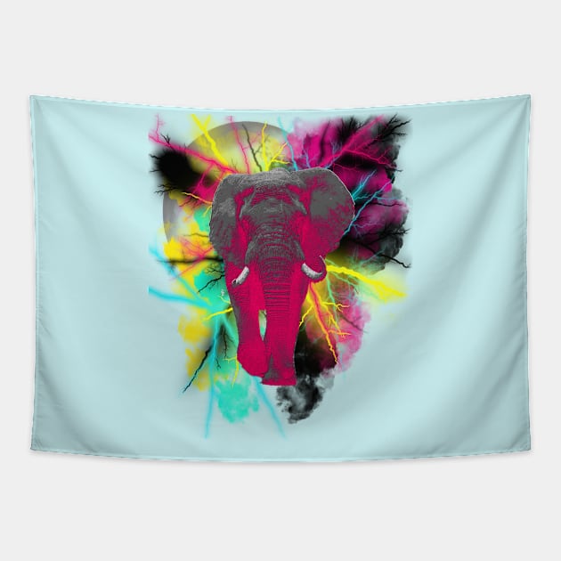 Elephant Explosion Tapestry by By Diane Maclaine