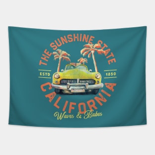 Cool Vintage Summer California Surfing & Travel Art Tapestry