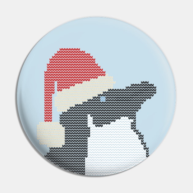 Christmas Sweater Penguin in Santa Hat Pin by ellenhenryart