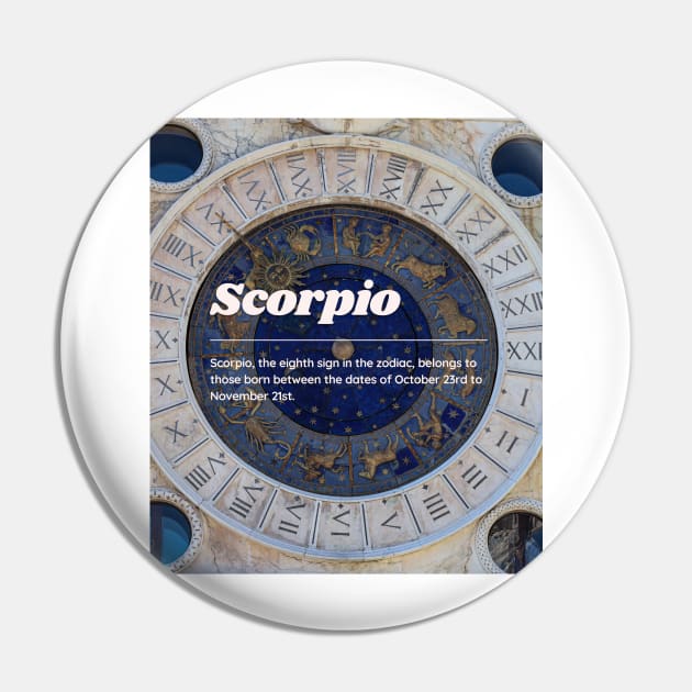 Scorpio Zodiac Roman Numeral Print Pin by madiwestdal