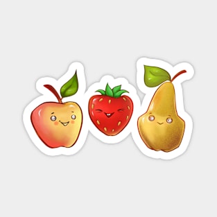 color illustration with cute fruit and berry. pear, apple and strawberry Magnet