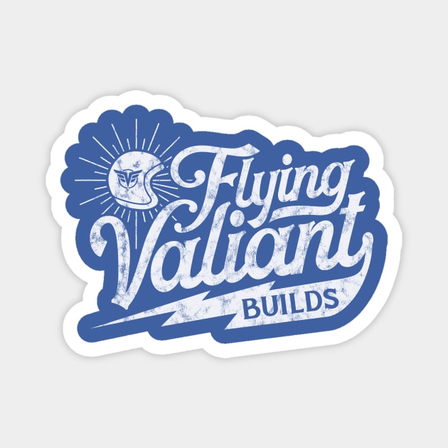 Flying Valiant Builds (Biker Style - Worn White on Blue) Magnet by jepegdesign