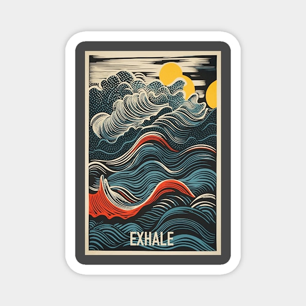 Exhale Waves Yoga Meditation Magnet by One Eyed Cat Design