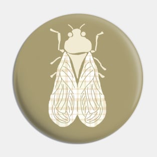 Plaid-Winged Cicada Pin