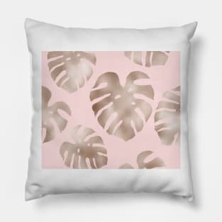 Blush rose monstera Pillow