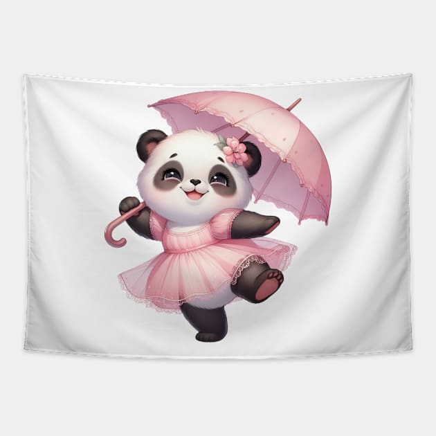 Valentine Love Panda Bear Tapestry by Chromatic Fusion Studio