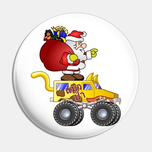 Santa riding monster truck Pin