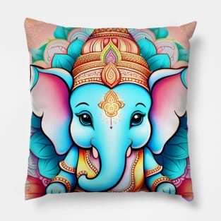 Baby Ganesh sitting on a lotus flower Pillow