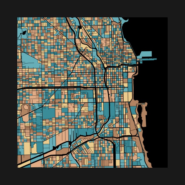 Chicago Map Pattern in Mid Century Pastel by PatternMaps