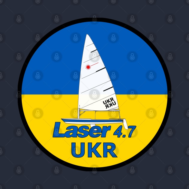 Laser sailboat on flag Ukraine by Regatta Merch