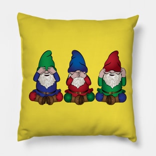 Gnomes - See No Evil, Speak  No Evil, Hear  No Evil. Pillow