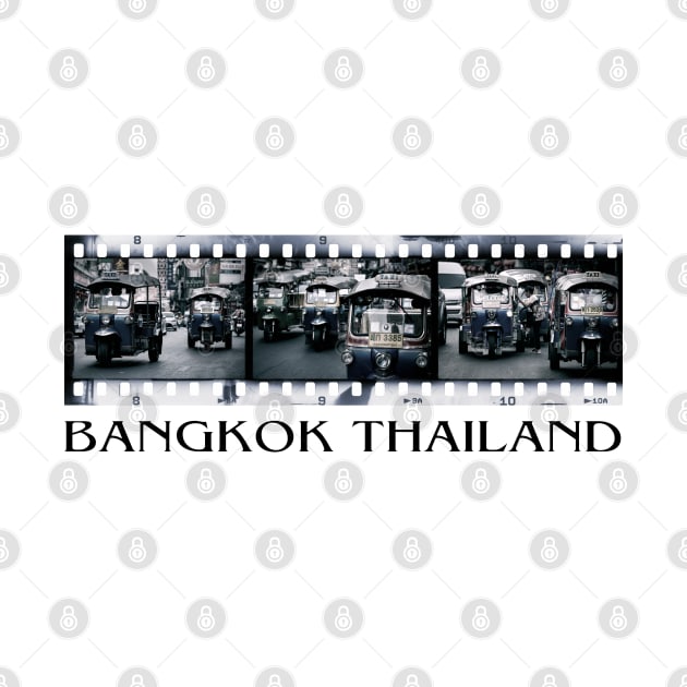 Bangkok Thailand Tuk-Tuk Taxis - Triptych Of 3 Photographs With Film Strip Framing by VintCam