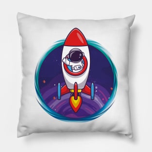 Astronaut Rides Rocket Pillow