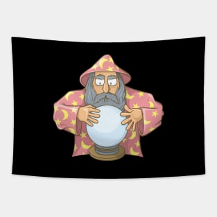 Wizard in Pink Cape with Magic Ball Tapestry