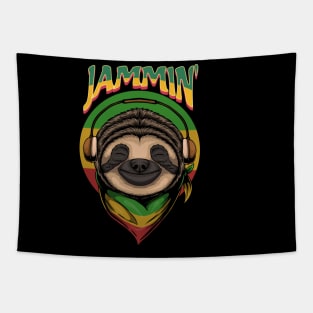 Reggae Sloth with Headphones – Jammin' Tapestry