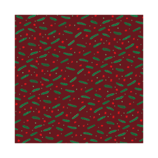 Christmas branches and stars - red and green T-Shirt