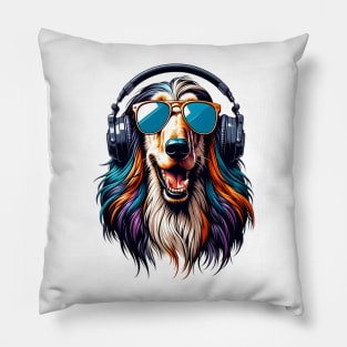 Afghan Hound Smiling DJ: Grooving with Style Pillow