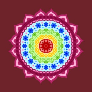 Rainbow Flower Mandala T-Shirt