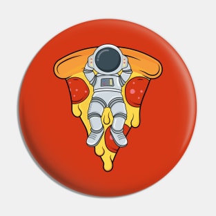 Cute astronaut sleeping in pizza cartoon Pin