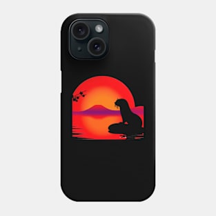 Aquatic Animal Vintage Sunset Cute Japanese Art Otter Phone Case