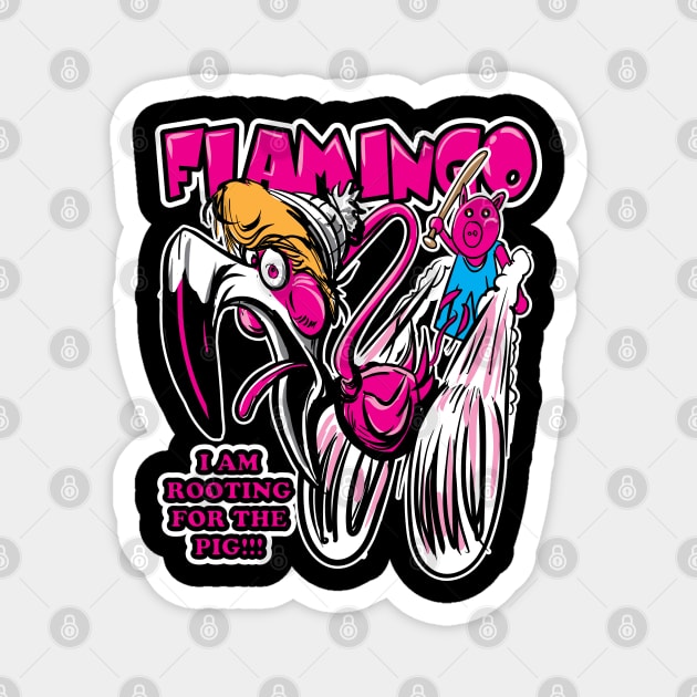 Piggy chasing a Flamingo Magnet by eShirtLabs