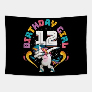 Dabbing Unicorn Birthday Girl 12 Years Old Tapestry