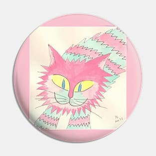 Pink and green pastel cat Pin