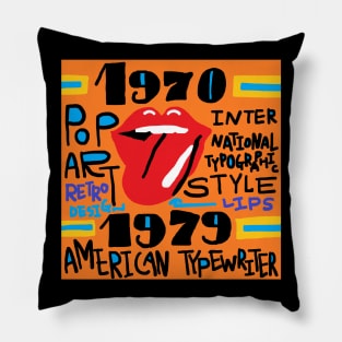 retro typographic style, rips Pillow