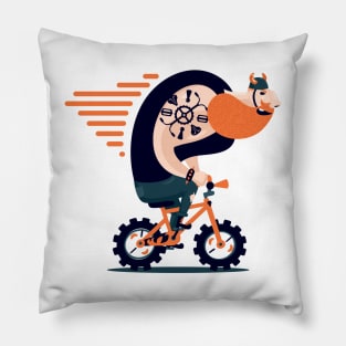 Big biker on a kids bike Pillow