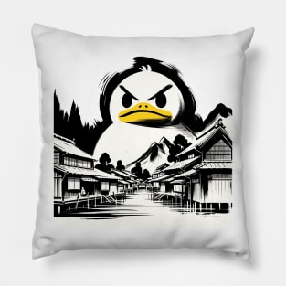 Japanese Big Duck Monster Pun Funny Duck Pillow