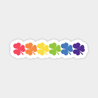 Six Rainbow Colored Shamrocks for St Patricks Day Magnet