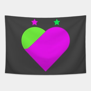 Pink, green heart with stars on top Tapestry
