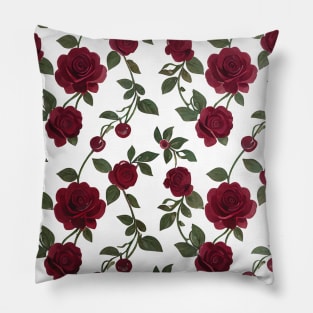 Cherry Rose pattern - luxury pattern - Painting Style - Surreal Pattern series - P1 - by fogsj - I always want both cherries and roses to be the same plant but it's impossible so... yea Pillow