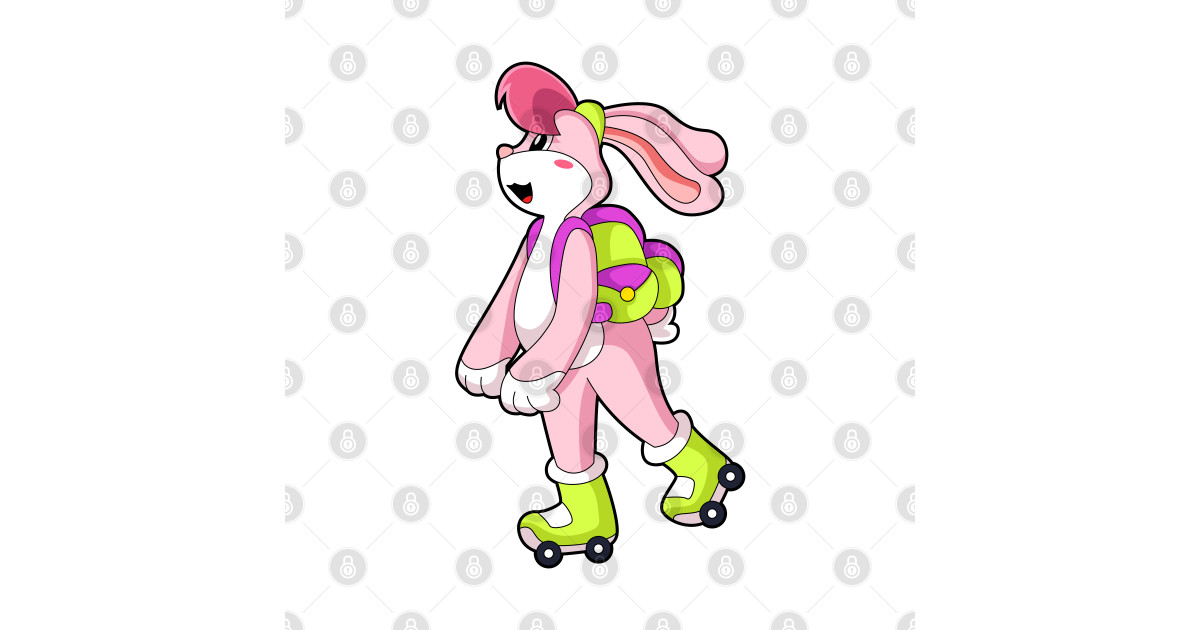 Rabbit with Roller skates Skater TShirt TeePublic