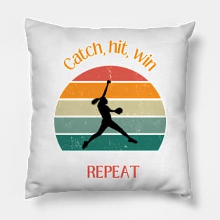 Softball: Catch, hit, win - Repeat Pillow