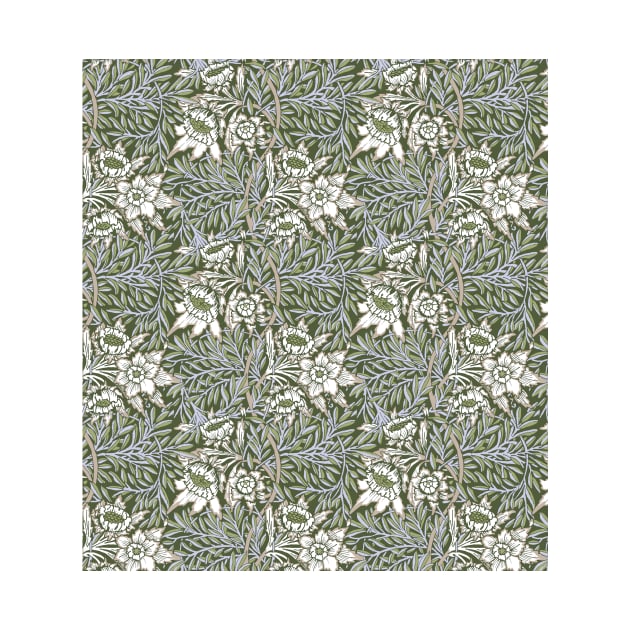 William Morris Tulip and Willow Pattern on Pale Green by tiokvadrat