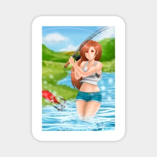 anime girl fishing Magnet