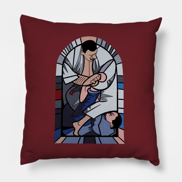 Stained glass window Jiu Jitsu Foot Lock- Cool Martial Arts Design Pillow by IceTees