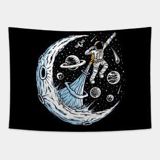 astronaut flying illustration Tapestry