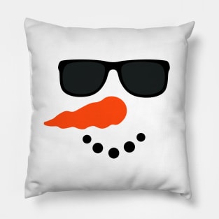 Snowman Face with Sunglasses Pillow