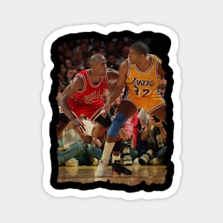 Michael Jordan vs Magic Johnson Vintage Magnet