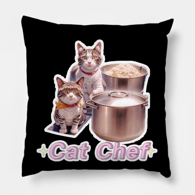 cat chef Pillow by LycheeDesign