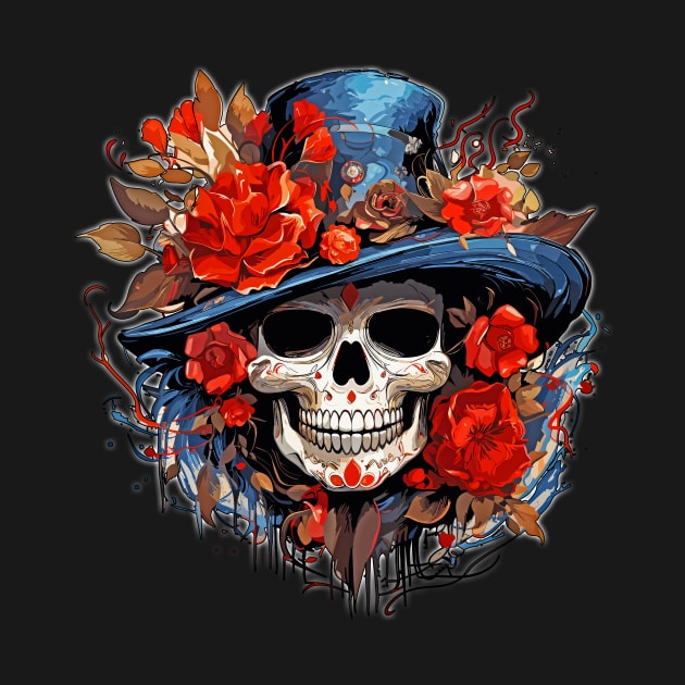 Female Day of the Dead Dia de Los Muertos Sugar Skull by Tees 4 Thee