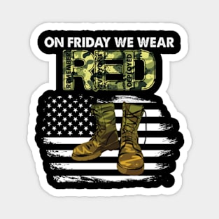 On Friday We Wear Red Friday Military Support Troops Us Flag Magnet