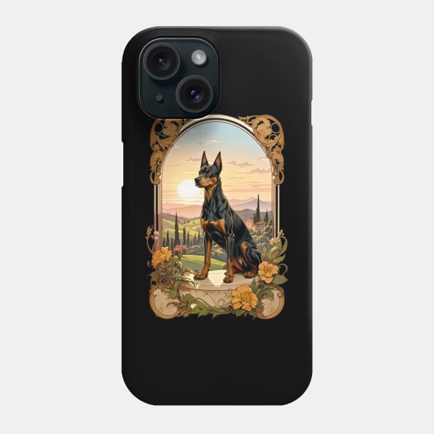 Doberman Dog in Tuscany at sunset retro vintage design Phone Case by Neon City Bazaar