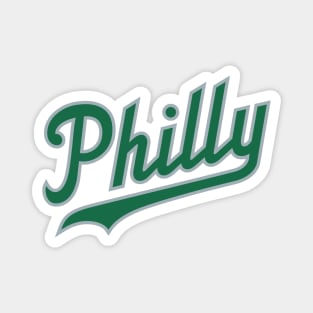 Philly Script - White/Green Magnet