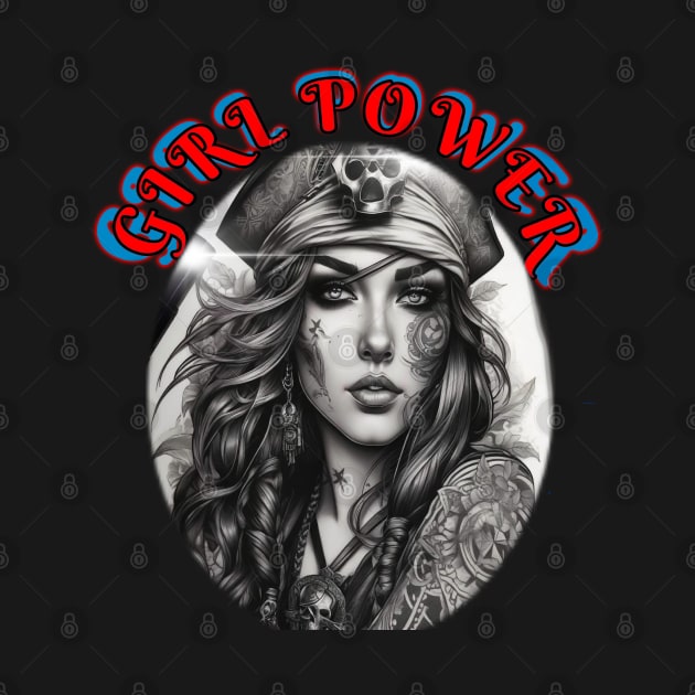 Girl power, tattoed pirate girl by sailorsam1805