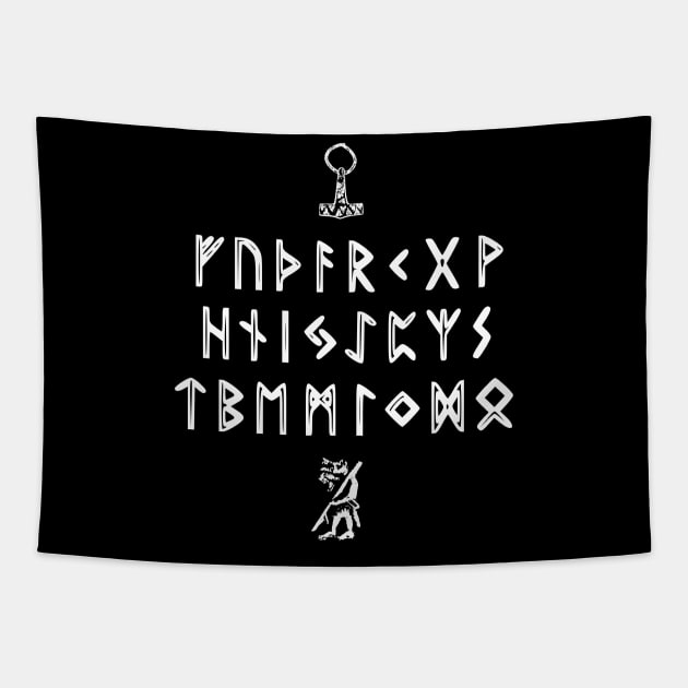 Elder Futhark Viking Runes Tapestry by WarBear