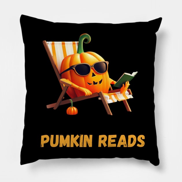 Pumkin Reads Pillow by Syntax Wear