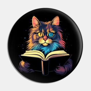 Somali Cat Reads Book Pin